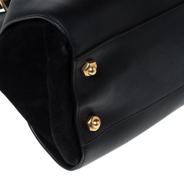 Pre Owned Nina Ricci Black Leather and Suede Medium Marche Tote