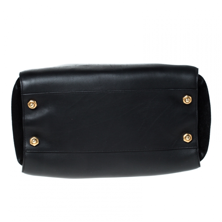 Pre Owned Nina Ricci Black Leather and Suede Medium Marche Tote