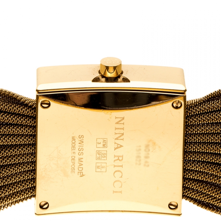 مملوكة مسبقًا Nina Ricci Silver Gold Plated Stainless Women's N019.42 Women’s Wristwatch 24 mm