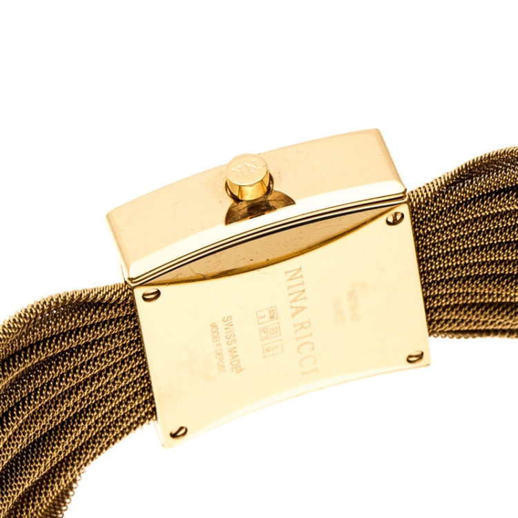 مملوكة مسبقًا Nina Ricci Silver Gold Plated Stainless Women's N019.42 Women’s Wristwatch 24 mm