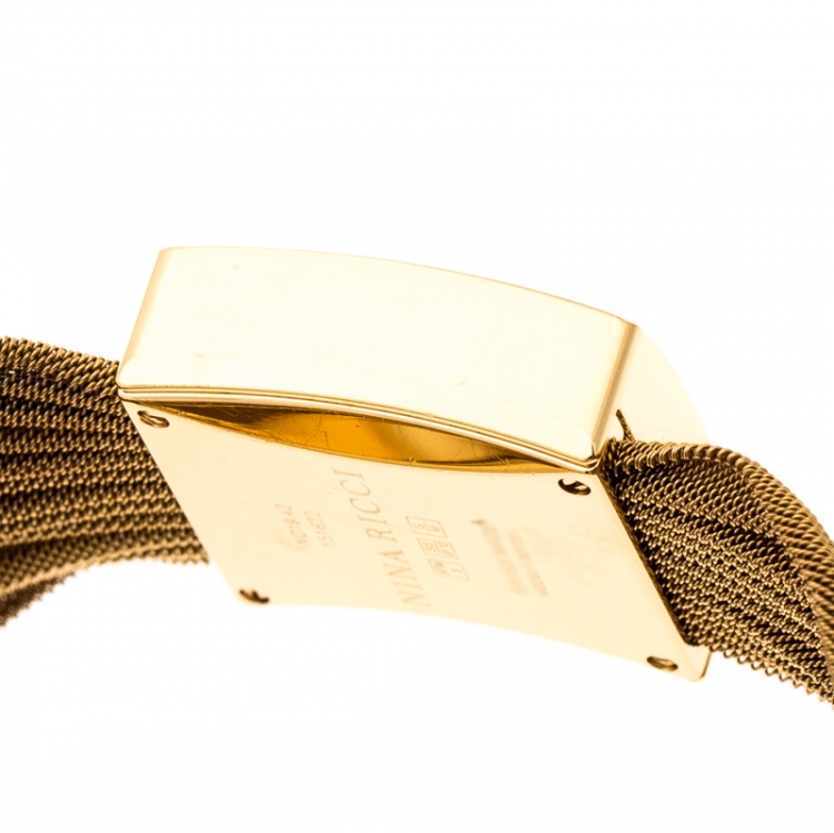 مملوكة مسبقًا Nina Ricci Silver Gold Plated Stainless Women's N019.42 Women’s Wristwatch 24 mm