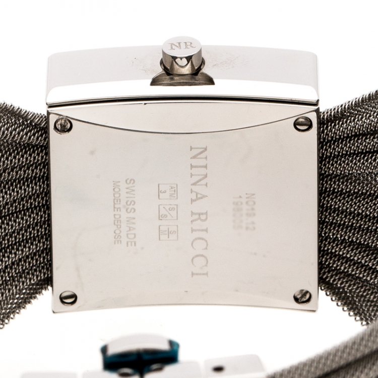 Pre Owned Nina Ricci White Mother of Pearl Stainless Diamonds N019.12 Women's Wristwatch 24 mm