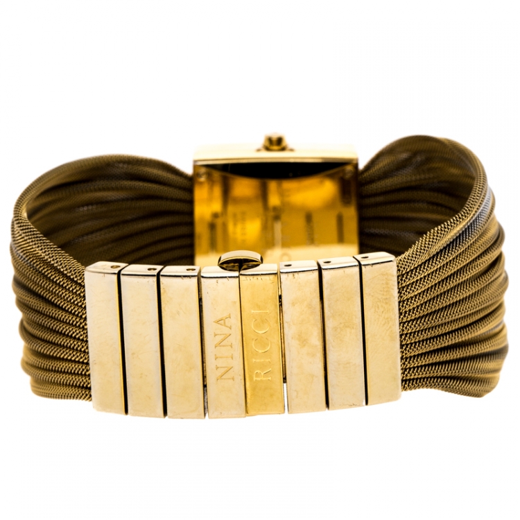 Pre Owned Nina Ricci Mother of Pearl Gold Plated Stainless Steel NO19.42  Women's Wristwatch 24 mm