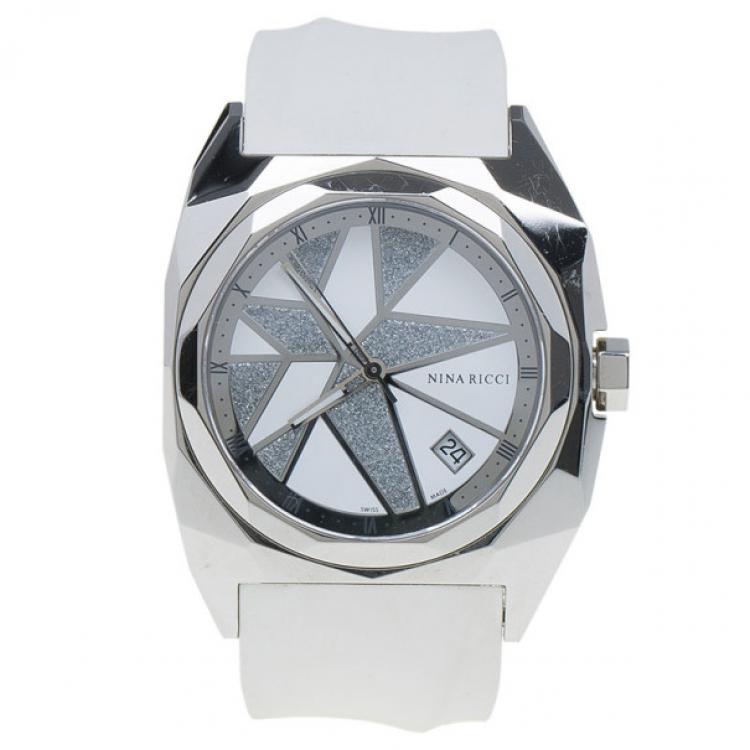 مملوكة مسبقًا Nina Ricci White & Silver Stainless Steel Star Women's Wristwatch 40MM