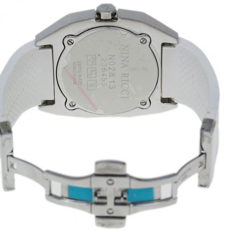 مملوكة مسبقًا Nina Ricci White & Silver Stainless Steel Star Women's Wristwatch 40MM