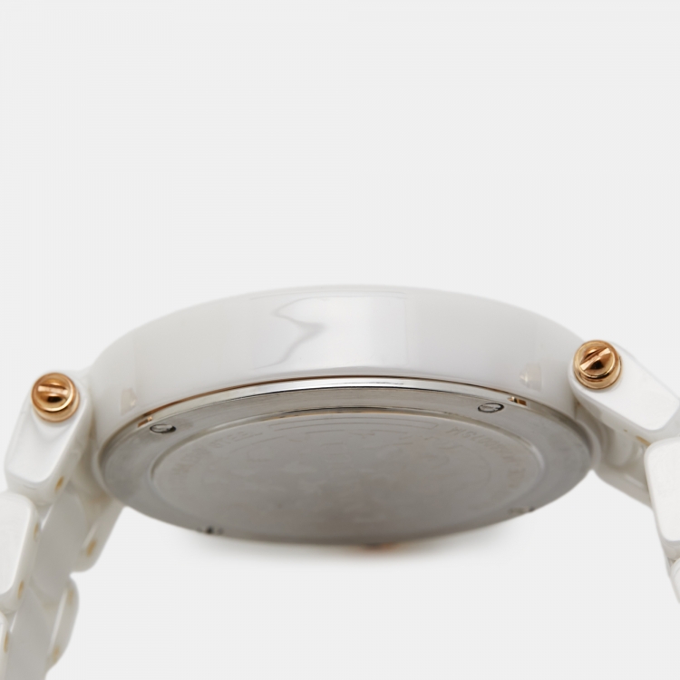 Pre Owned Nina Ricci Silver Diamond Ceramic Two-Tone Stainless Steel NO68007SM Women's Wristwatch 38 mm 