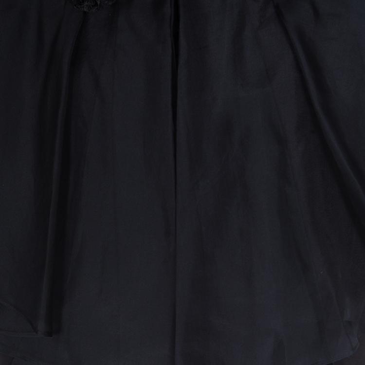 Pre Owned Notte By Marchesa Beige and Black Floral Lace and Silk Organza Mini Dress M