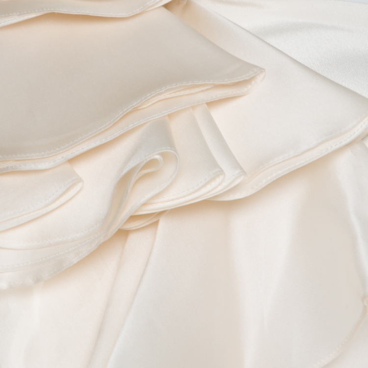 Pre Owned Notte By Marchesa White Silk Cascade Ruffle Detail One Shoulder Dress S