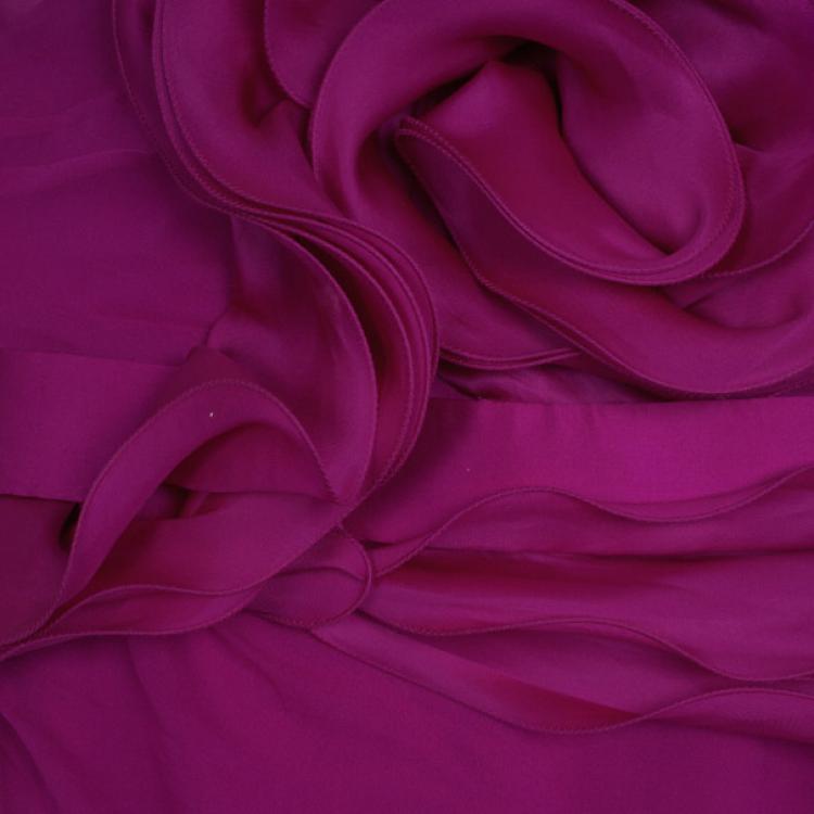 Pre Owned Notte By Marchesa Ruffled Silk Dress M