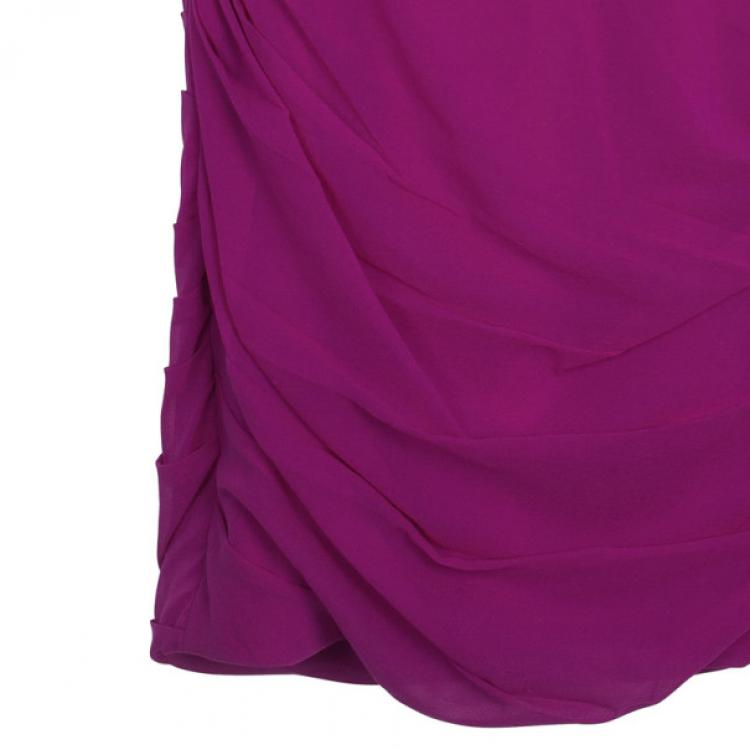 Pre Owned Notte By Marchesa Ruffled Silk Dress M