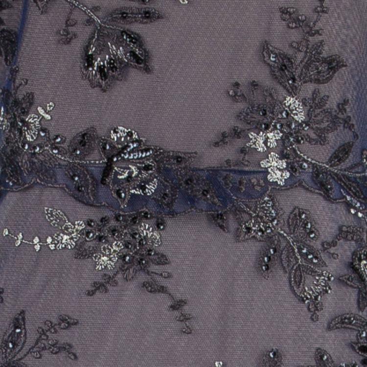 Pre Owned Notte By Marchesa Tiered Flower Appliqué Gown M