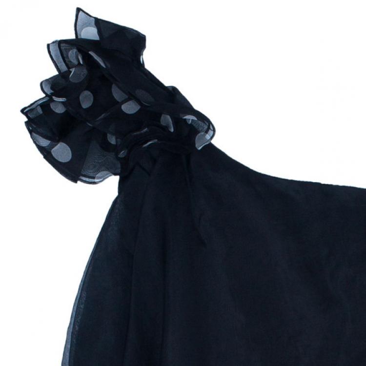 Pre Owned Notte By Marchesa Organza Ruffle One-shoulder Dress M