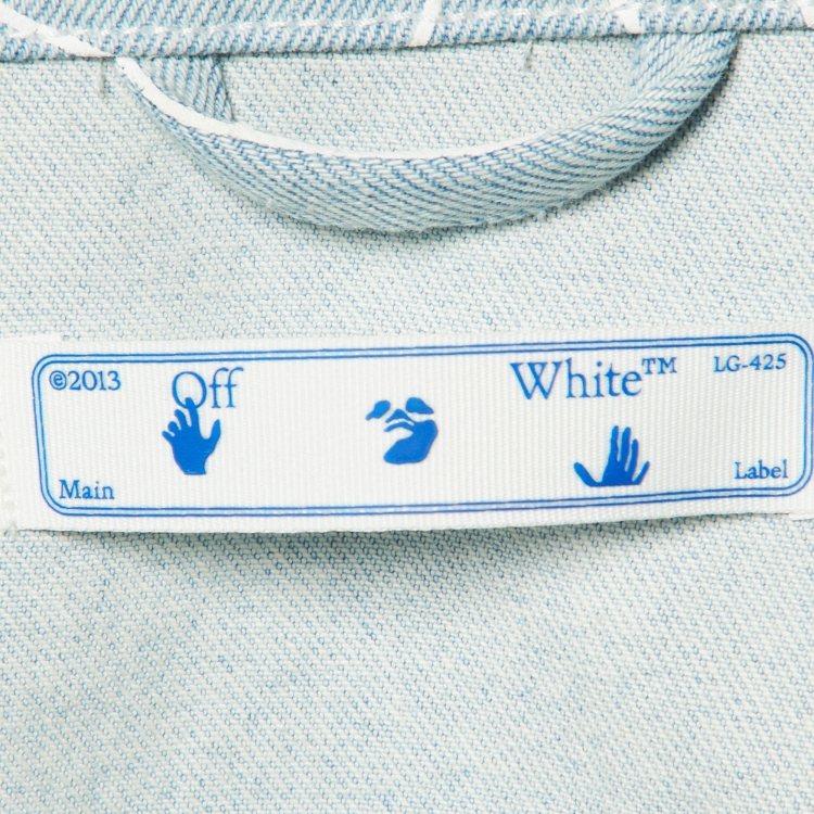 Pre Owned Off-White Blue Printed Denim Jacket L