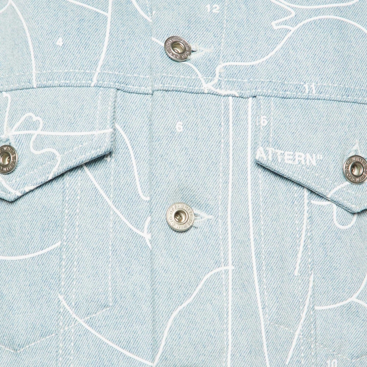 Pre Owned Off-White Blue Printed Denim Jacket L