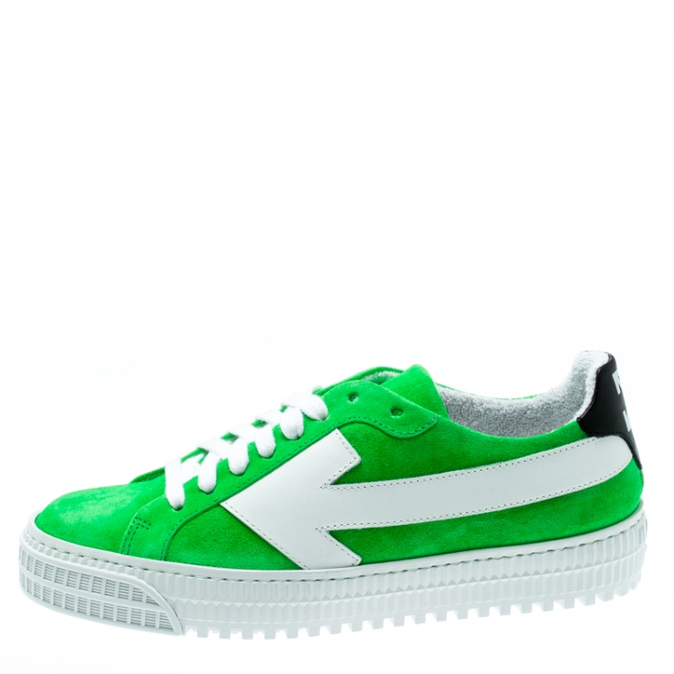 Off-White C/O Virgil Abloh Neon Green Suede Arrow Sneakers Size 36 Off-White