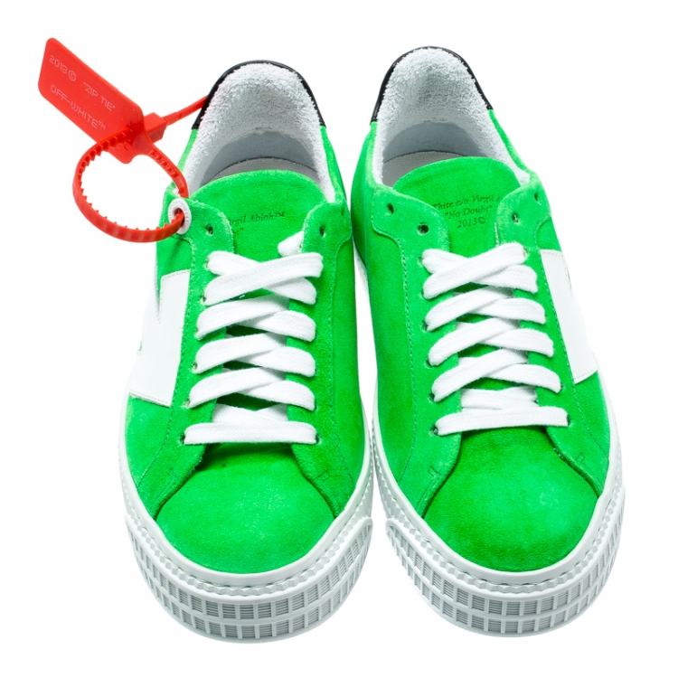 Pre Owned Off-White C/O Virgil Abloh Neon Green Suede Arrow Sneakers Size 36