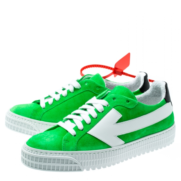 Pre Owned Off-White C/O Virgil Abloh Neon Green Suede Arrow Sneakers Size 36