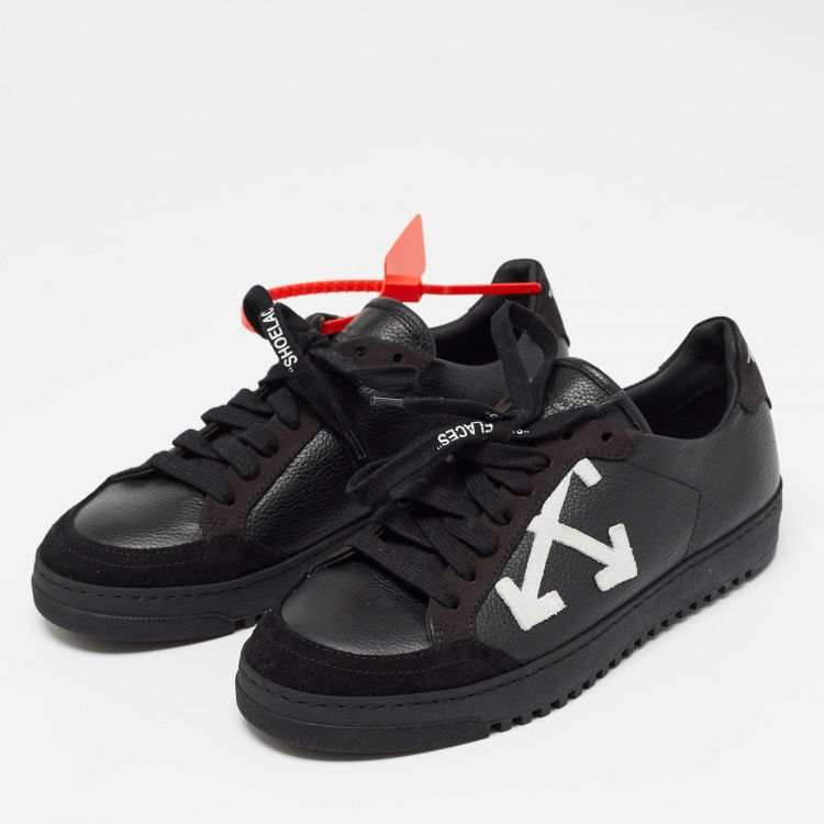 Off White Black Leather Carryover Sneakers Size 38 Off White TLC