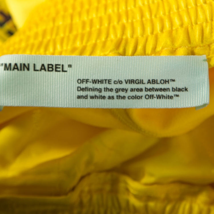 Pre Owned Off-White Yellow Crepe Logo Panel Drawstring Waist Detail Track Pants M