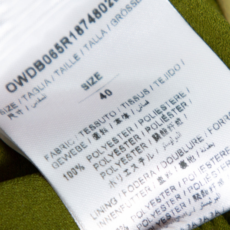Pre Owned Off-White Olive Green Satin Draped Asymmetric Dress S