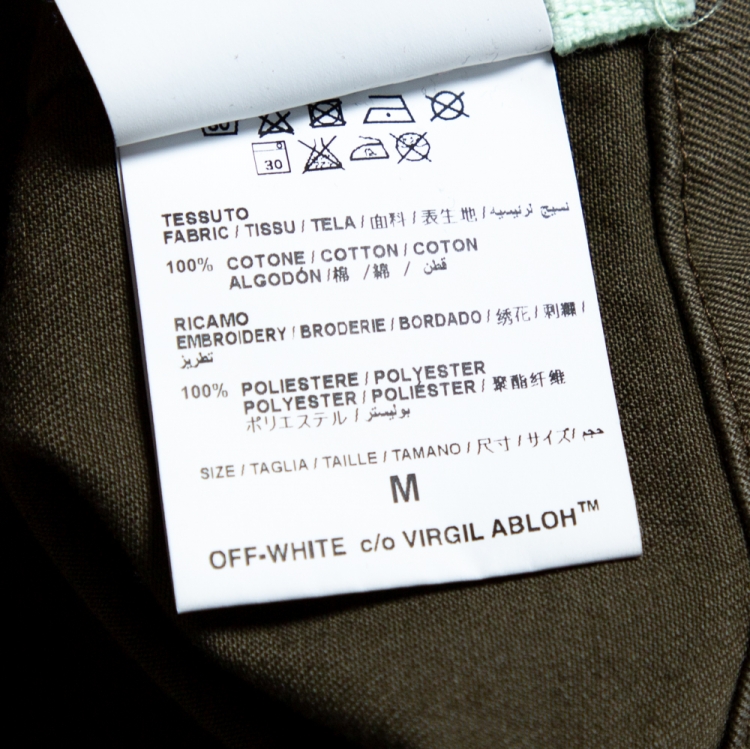 مملوكة مسبقًا Off-White Olive Green Cotton Tulip Embroidered Parka M
