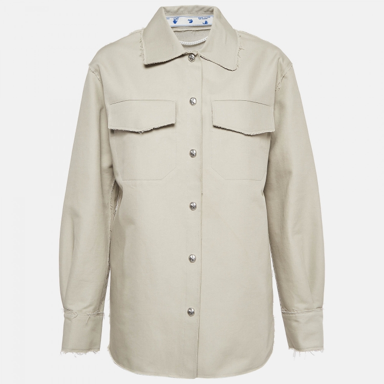 Pre Owned Off-White Grey Cotton Buttoned Jacket S