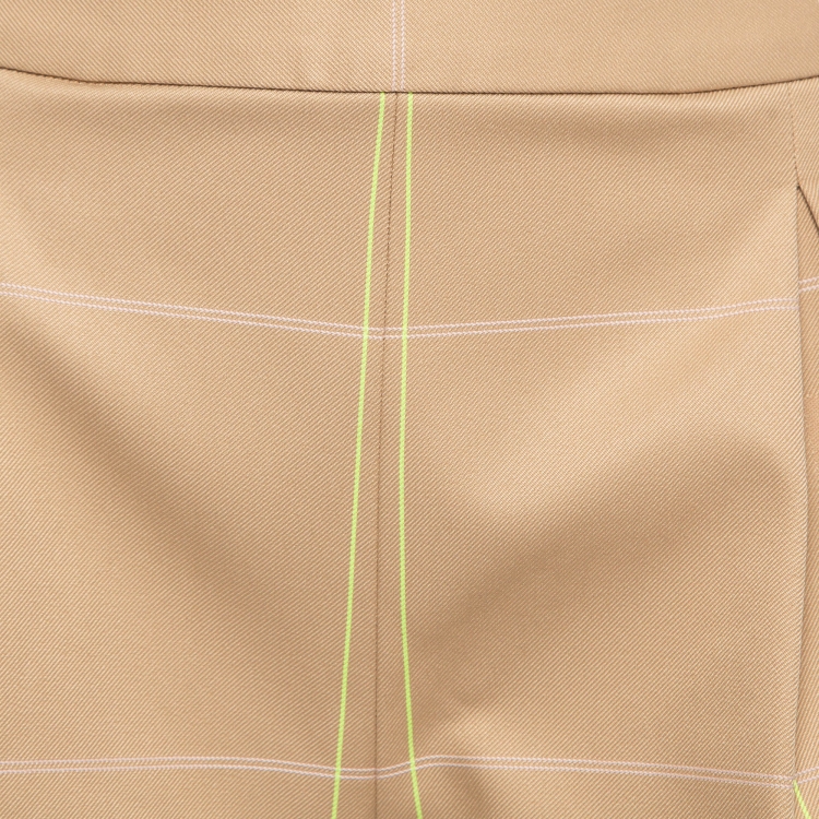 Pre Owned Off-White Beige Contrast Check Gabardine Shorts S