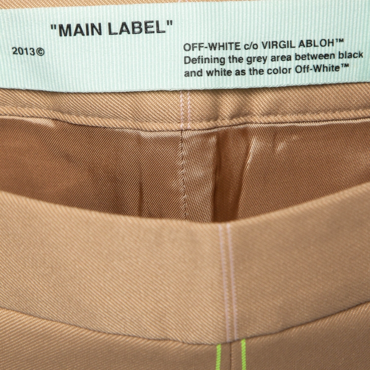 Pre Owned Off-White Beige Contrast Check Gabardine Shorts S