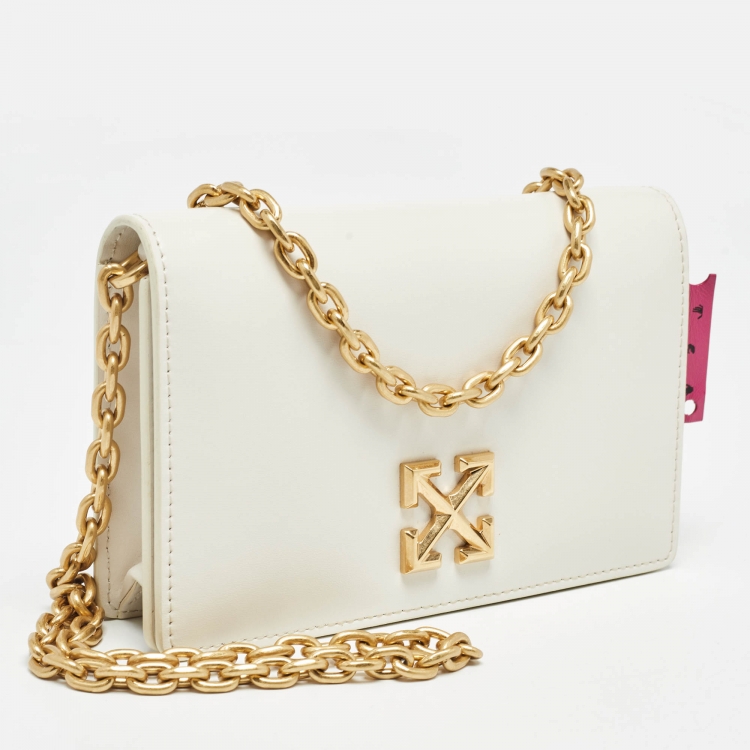 Pre Owned Off-White White Leather Jitney 0.5 Shoulder Bag