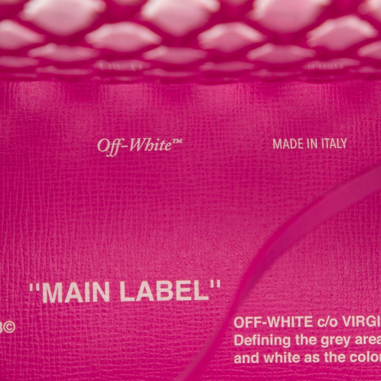 Pre Owned Off-White Transparent/Pink PVC and Leather Binder Clip Flap Shoulder Bag