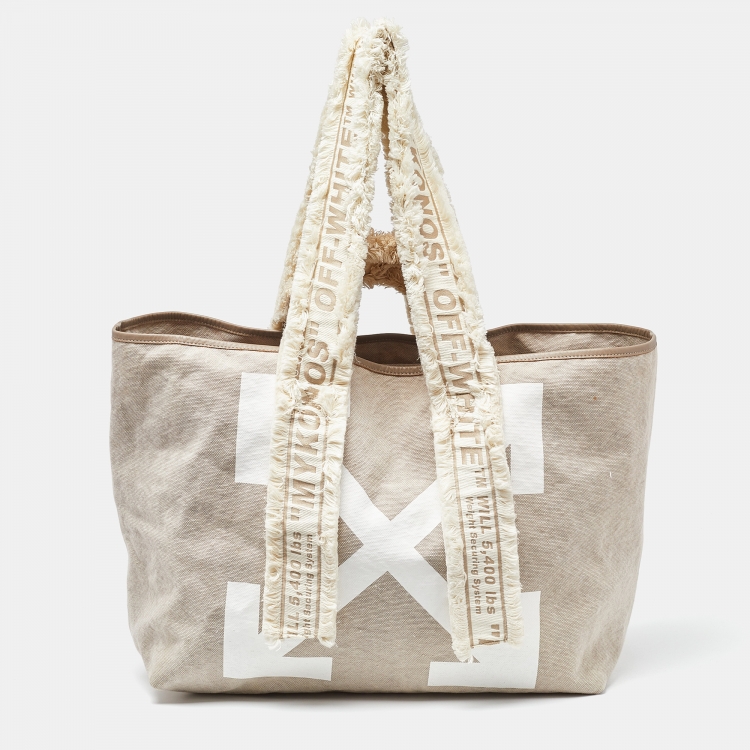 Pre Owned Off-White c/o Virgil Abloh Cream/White Canvas and Arrows Tote 