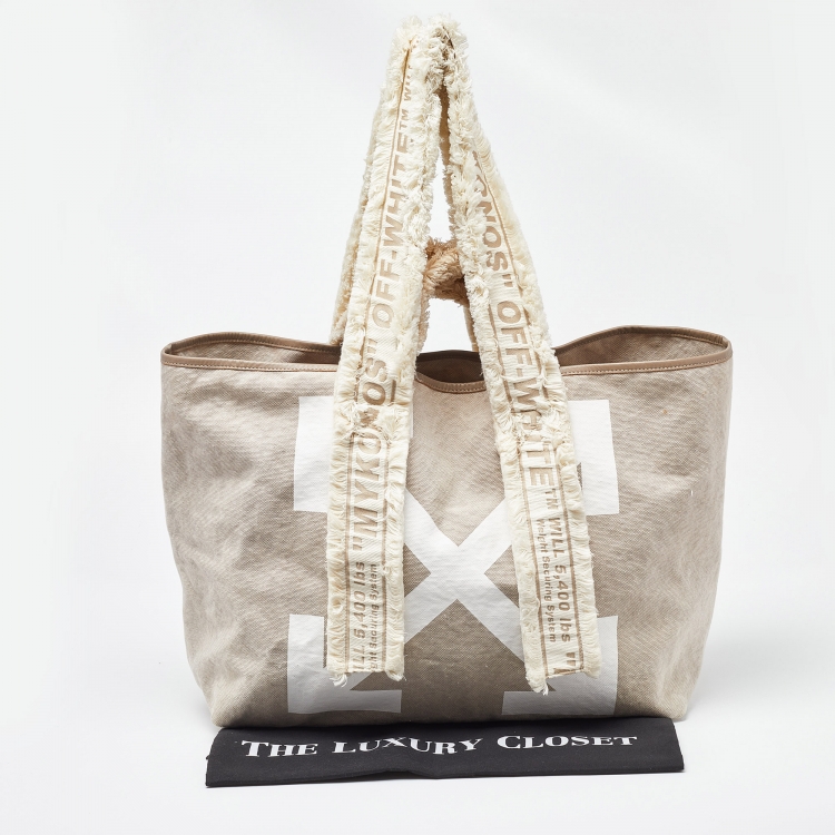 Pre Owned Off-White c/o Virgil Abloh Cream/White Canvas and Arrows Tote 