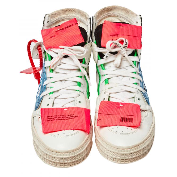 Pre Owned Off-White Multicolor Leather And Canvas Off Court High Top Sneakers Size 39