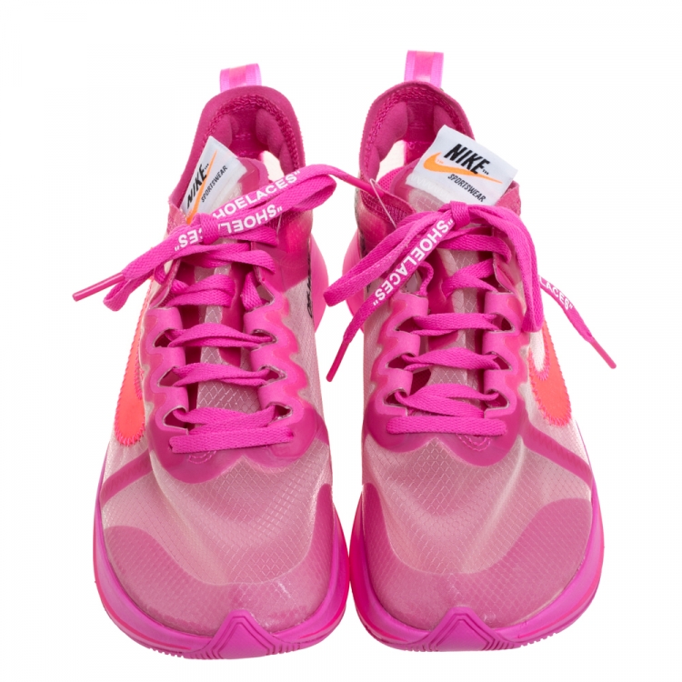 Pre Owned Off White x Nike Pink Translucent Nylon The 10 Nike Zoom Fly Sneakers Size 39