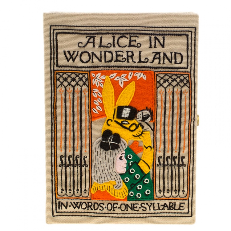 Olympia Le Tan Beige Canvas and Brass Alice in Wonderland Book Clutch  Olympia Le Tan | The Luxury Closet