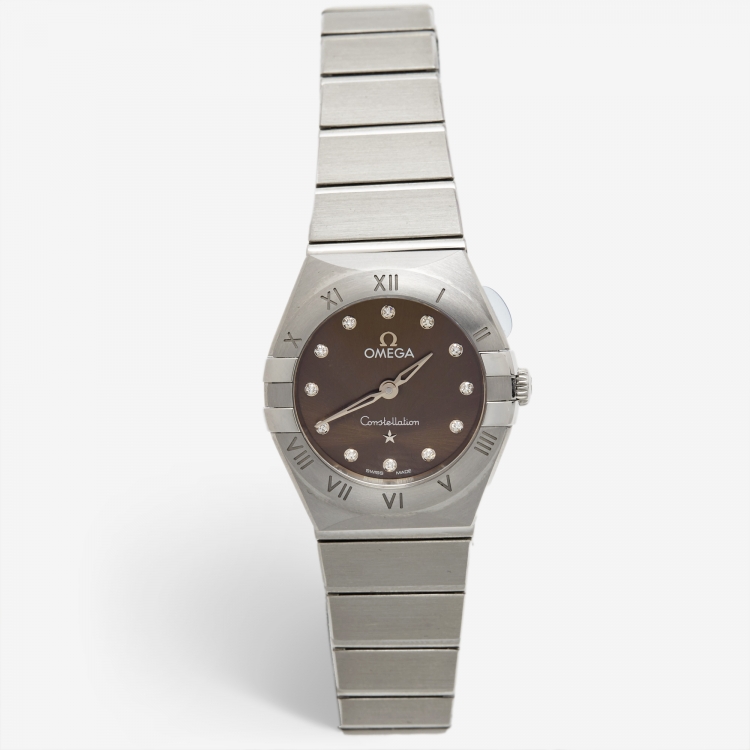 مملوكة مسبقًا Omega Grey Diamond Stainless Steel Constellation 131.10.25.60.56.001 Women's Wristwatch 25 mm  