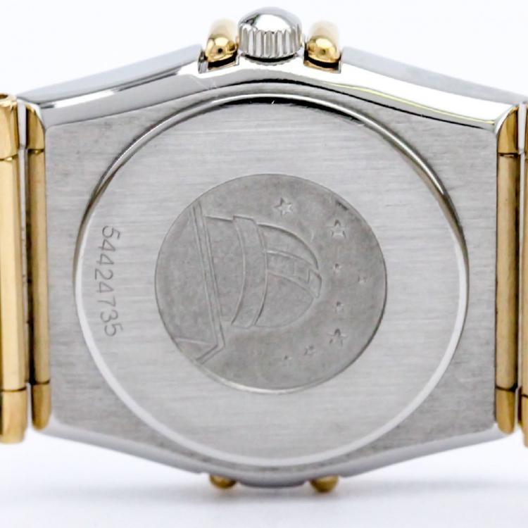 Pre Owned Omega Black 18K Yellow Gold & Stainless Steel Constellation Women's Wristwatch 22MM