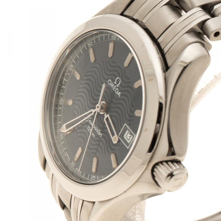 Pre Owned Omega Blue Stainless Steel Seamaster 120M Women's Wristwatch 29 mm