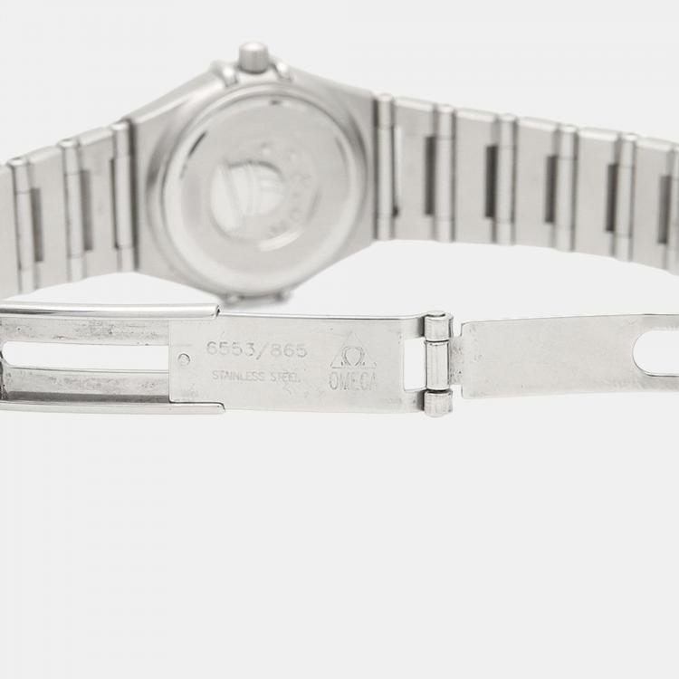 Pre Owned Omega Constellation Quartz MOP Diamond Stainless Steel Womens Wristwatch 22.5 mm