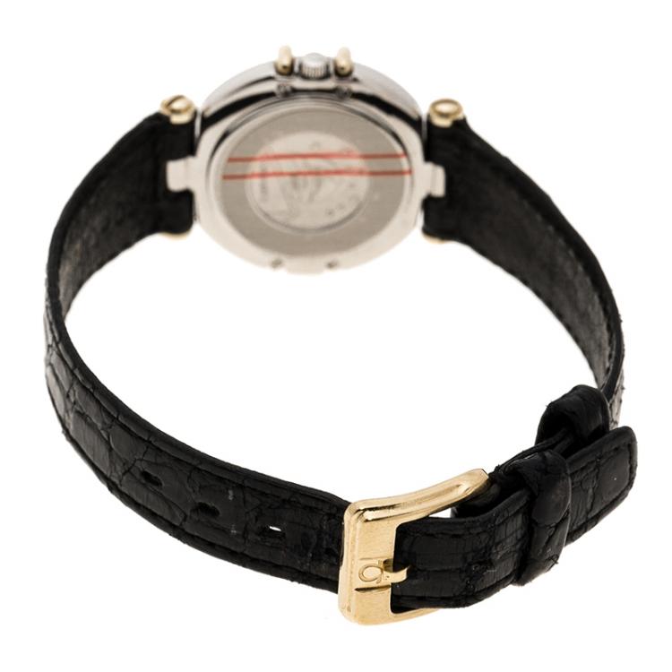 Pre Owned Omega Gold Dial Gold Plated Stainless Steel Constellation Women's Wristwatch 24 mm