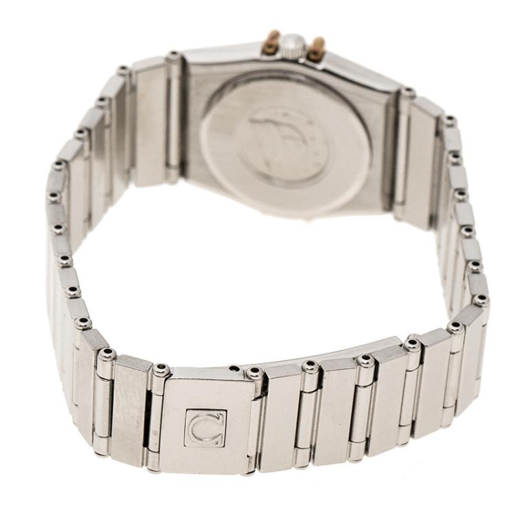 Pre Owned Omega  Gold Dial Stainless Steel and 18k Gold Constellation Women's Wristwatch 22 mm