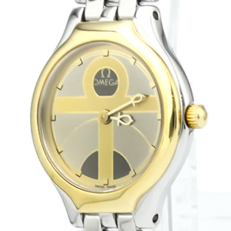 Pre Owned Omega Two Tone 18K Yellow Gold and Stainless Steel De Ville Women's Wristwatch 23MM