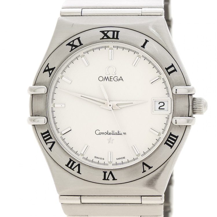 Pre Owned Omega Silver White Stainless Steel Constellation 1532 Women's Wristwatch 33 mm