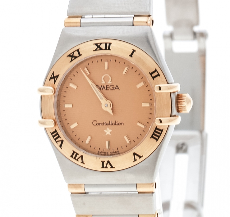 Pre Owned Omega Gold 18K Yellow Gold and Stainless Steel Constellation 795.1203 Women's Wristwatch 22 mm