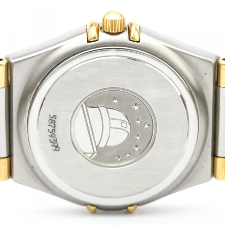 Pre Owned Omega Silver 18K Yellow Gold and Stainless Steel Constellation Women's Wristwatch 25MM