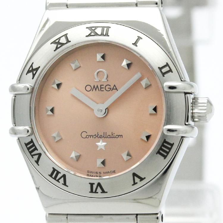 Pre Owned Omega Orange Stainless Steel Constellation Women's Wristwatch 22MM