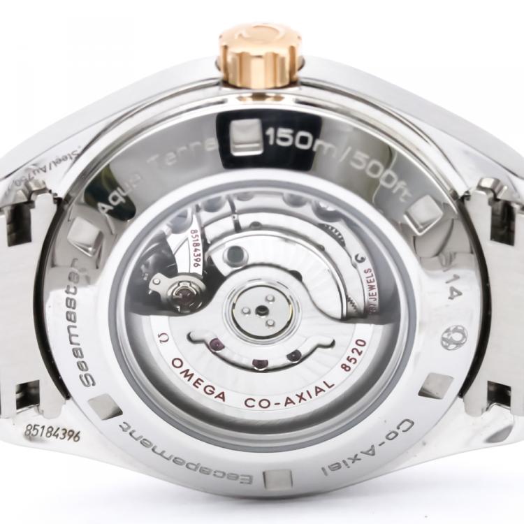 Pre Owned Omega Black 18K Rose Gold and Stainless Steel Seamaster Aqua Terra Women's Wristwatch 34MM