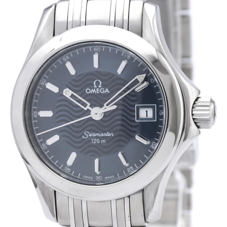Pre Owned Omega Blue Stainless Steel Seamaster Women's Wristwatch 26MM