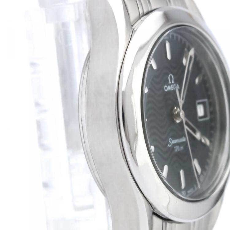 Pre Owned Omega Blue Stainless Steel Seamaster Women's Wristwatch 26MM