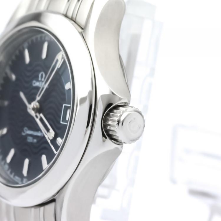 Pre Owned Omega Blue Stainless Steel Seamaster Women's Wristwatch 26MM